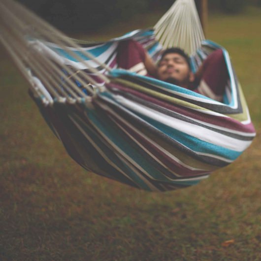 Large Cotton Brazilian Gray Multicolor Stripe Hammock with Matching Storage Bag Included