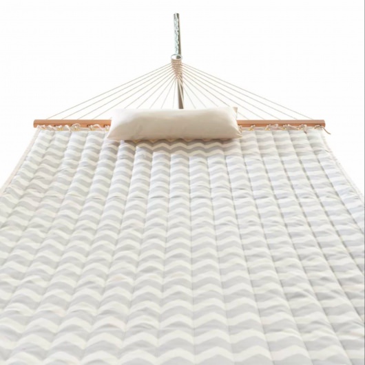 Deluxe 52'' Quilted Fabric Hammock with Patented KD Space Saving Hammock Stand and Pillow Combo - Chevron