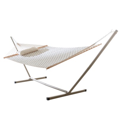 Deluxe 52'' Quilted Fabric Hammock with Patented KD Space Saving Hammock Stand and Pillow Combo - Chevron