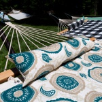 Deluxe 52'' Quilted Fabric Hammock with Patented KD Space Saving Hammock Stand and Pillow Combo - Medallion