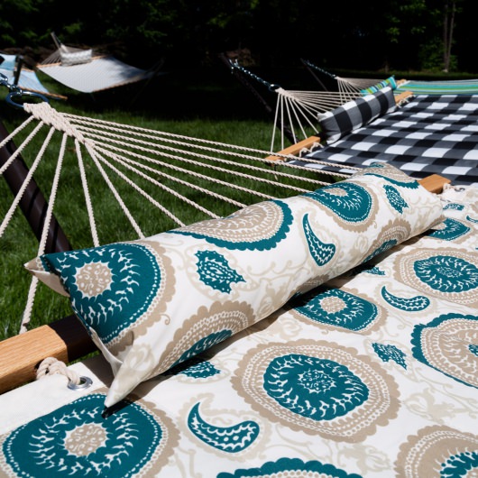 Deluxe 52'' Quilted Fabric Hammock with Patented KD Space Saving Hammock Stand and Pillow Combo - Medallion