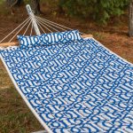 Single 36'' Quilted Fabric Hammock with Patented KD Space Saving Hammock Stand, Pillow & Storage Bag Combo - Navy