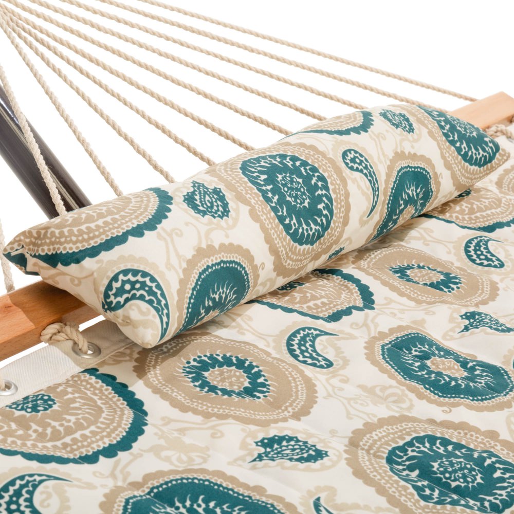 Single 36'' Quilted Fabric Hammock with Patented KD Space Saving Hammock Stand and Pillow Combo - Medallion