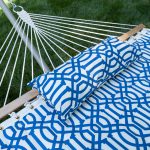 Deluxe 52'' Quilted Fabric Hammock with Patented KD Space Saving Hammock Stand and Pillow Combo - Navy