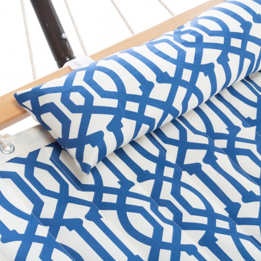 Deluxe 52'' Quilted Fabric Hammock with Patented KD Space Saving Hammock Stand and Pillow Combo - Navy