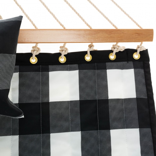 Deluxe 52'' Quilted Fabric Hammock with Patented KD Space Saving Hammock Stand and Pillow Combo - Buffalo Plaid