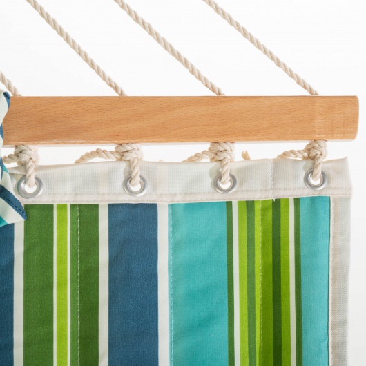 Large 45'' Quilted Fabric Hammock with Patented KD Space Saving Hammock Stand and Pillow Combo - Blue and Green Stripe