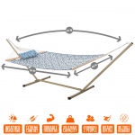Large 45'' Quilted Fabric Hammock with Patented KD Space Saving Hammock Stand and Pillow Combo - Navy