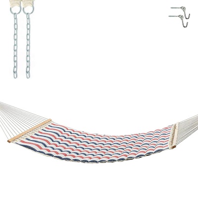 Large Polyester Pillowtop Hammock - Red, White & Blue Stripe