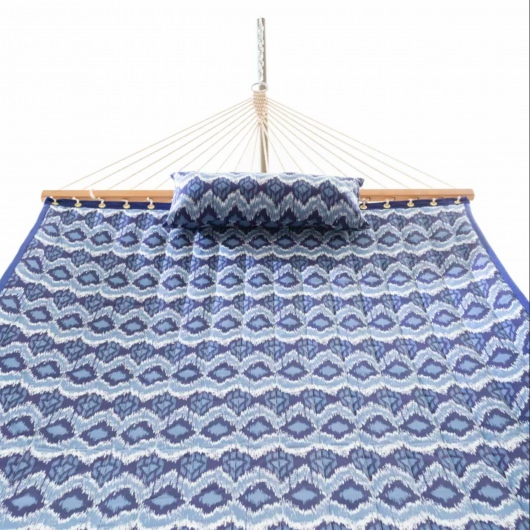 Deluxe 52'' Quilted Fabric Hammock with Patented KD Space Saving Hammock Stand and Pillow Combo - Ikat