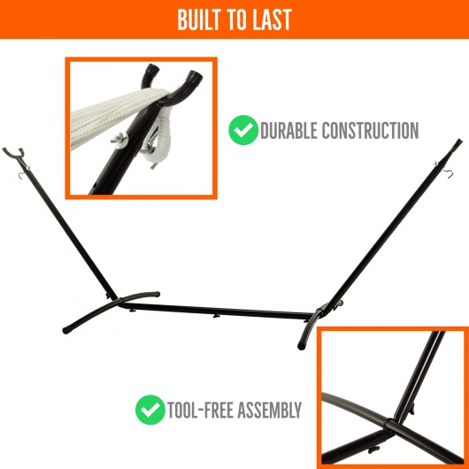 9 ft Black Portable Camping/Brazilian Space Saving Steel Hammock Stand with Storage Bag