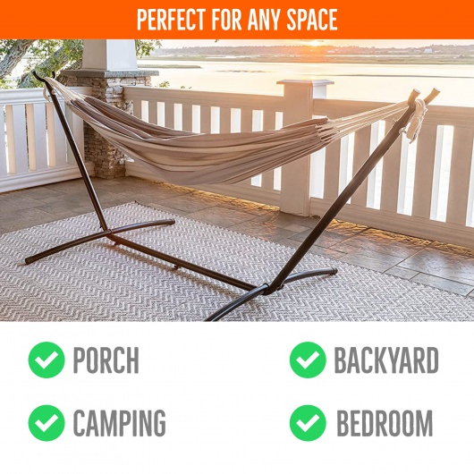 9 ft Black Portable Camping/Brazilian Space Saving Steel Hammock Stand with Storage Bag