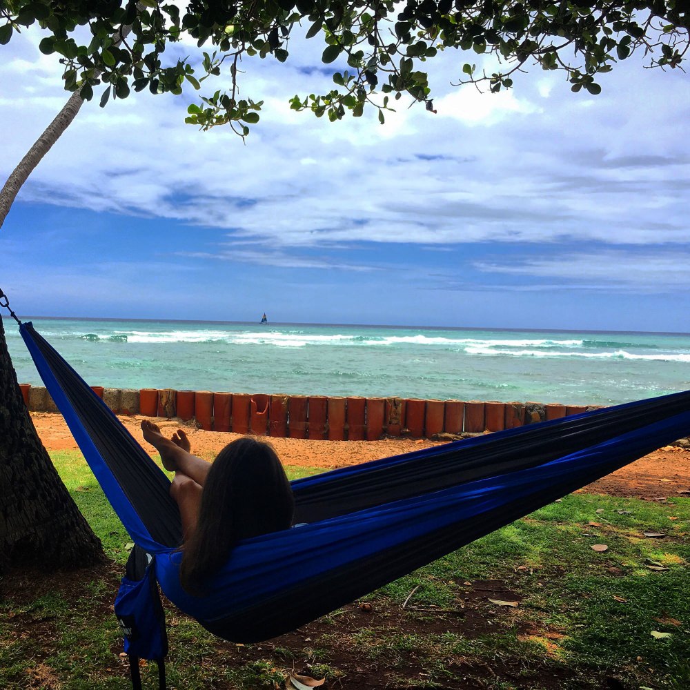 Double Travel Hammock - Blue/Charcoal