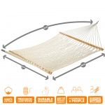 13 ft. Double Traditional Cotton Rope Hammock with Hanging Hardware Included