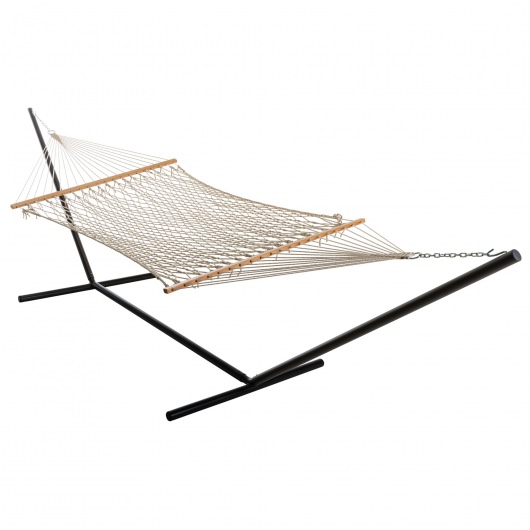 13 ft. Double Traditional Cotton Rope Hammock with Heavy Duty Hammock Stand Combo