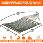 13 ft. Double Green Polyester Rope Hammock with Hanging Hardware & Storage Bag Included