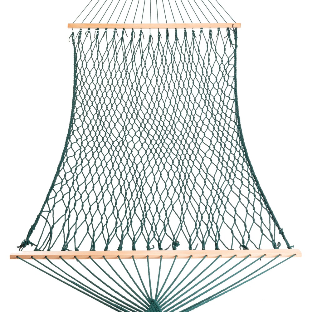 13 ft. Double Green Polyester Rope Hammock with Hanging Hardware & Storage Bag Included