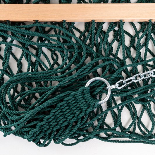 13 ft. Double Green Polyester Rope Hammock with Hanging Hardware & Storage Bag Included