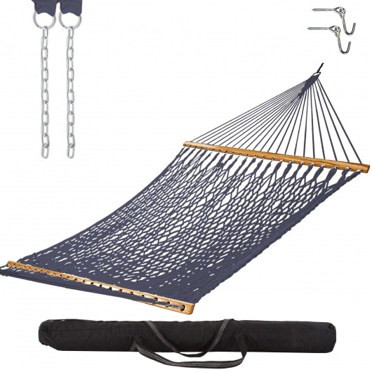 13 ft. Double Navy Polyester Rope Hammock with Hanging Hardware & Storage Bag Included