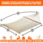 13 ft. Double Oatmeal Polyester Rope Hammock with Hanging Hardware & Storage Bag Included