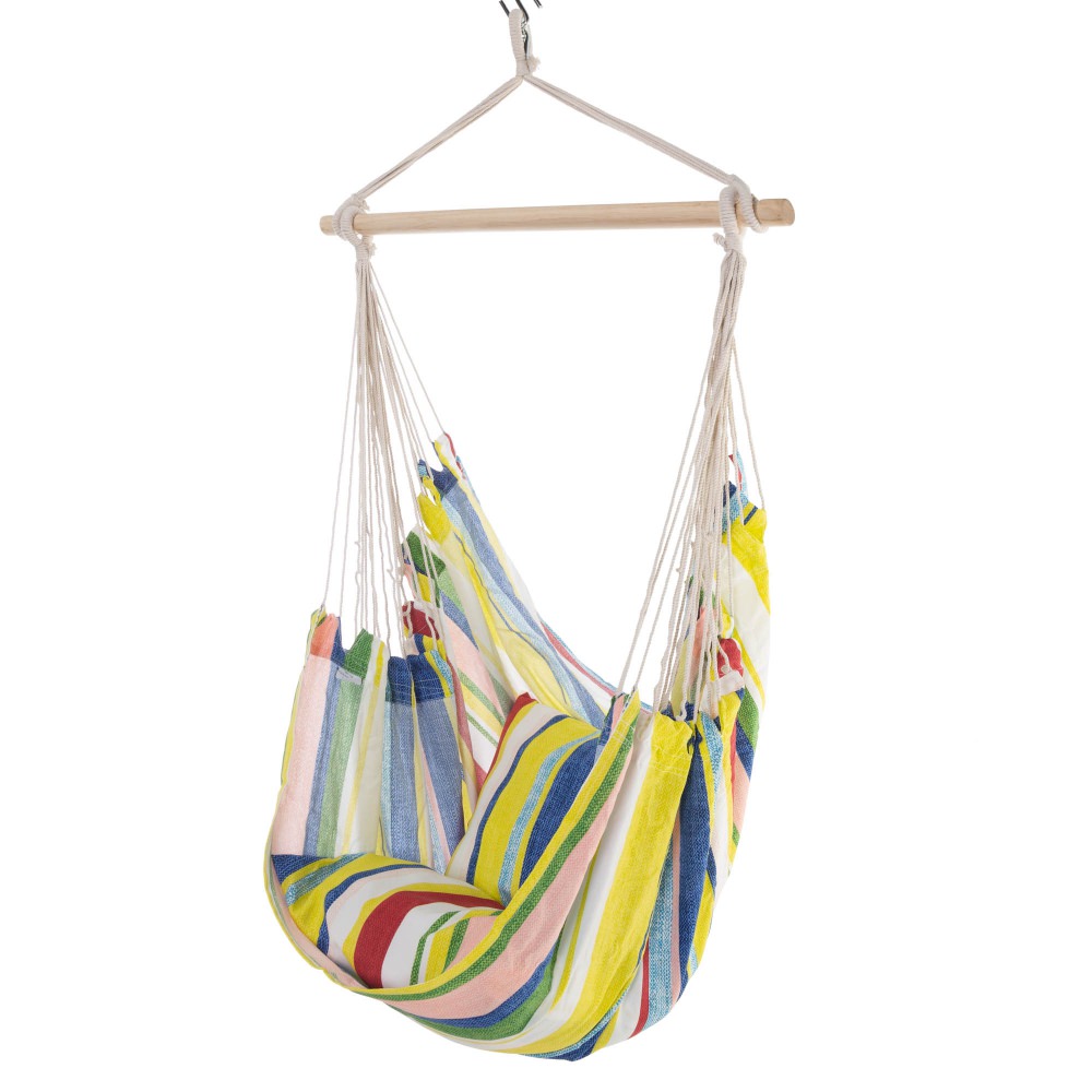 Deluxe Pillowtop Swing With Quick Dry Fabric - Yellow Multicolor Stripe