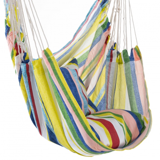 Deluxe Pillowtop Swing With Quick Dry Fabric - Yellow Multicolor Stripe