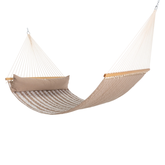 Large Double Quilted Hammock With Pillow - Sand Stripe