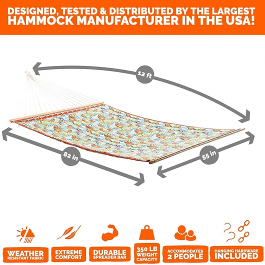 Large Double Quilted Hammock - Floral Print