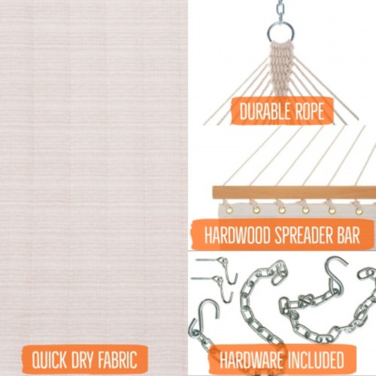 Large Double Quilted Hammock with Detachable Pillow - Natural Solid
