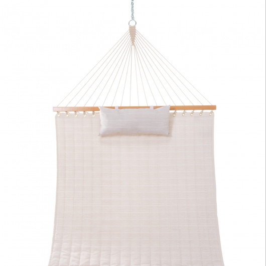 Large Double Quilted Hammock with Detachable Pillow - Natural Solid