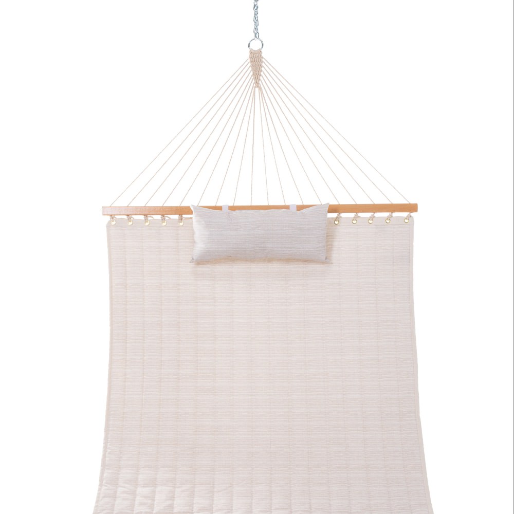 Large Double Quilted Hammock with Detachable Pillow - Natural Solid
