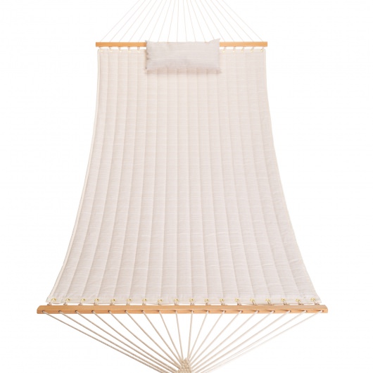 Large Double Quilted Hammock with Detachable Pillow - Natural Solid