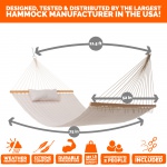 Large Double Quilted Hammock with Detachable Pillow - Natural Solid