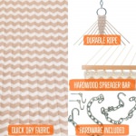 Large Double Quilted Hammock with Detachable Pillow - Beige Chevron