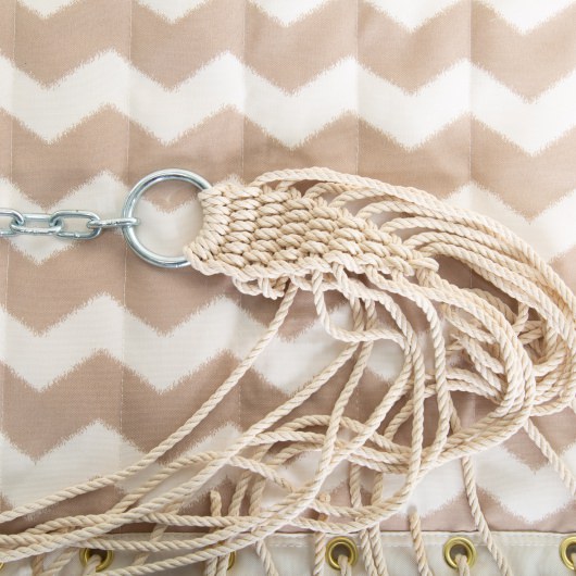 Large Double Quilted Hammock with Detachable Pillow - Beige Chevron