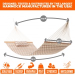 Large Double Quilted Hammock with Detachable Pillow - Beige Chevron