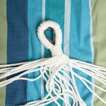 Brazilian Premium Polycotton Fabric Hammock Combo with Space Saving Stand & Storage Bag - Turquoise Multicolor Stripe