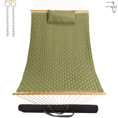 Large Soft Weave Hammock with Pillow & Storage Bag - Green