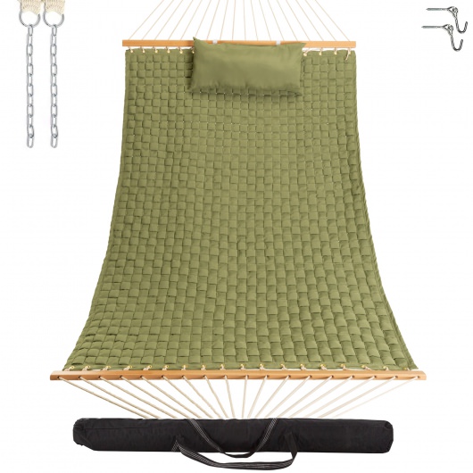 Large Soft Weave Hammock with Pillow & Storage Bag - Green