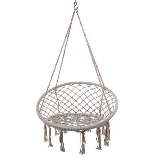 Large Macrame Fringe Design Hammock Chair - Beige