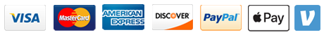 Visa Master Card American Express Discover Paypal Apple Pay